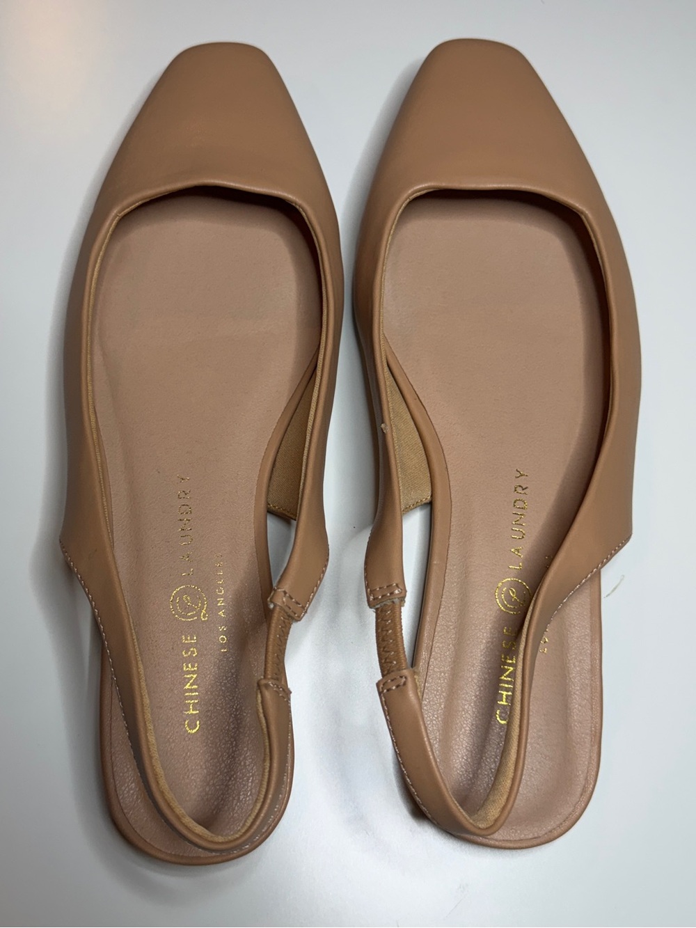 Chinese Laundry Rhyme Time Nude Square-Toe Slingback Flats Size 7.5 / 38